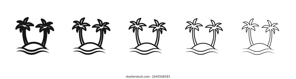 ícone praia vetor contorno conjunto sinal de ilustração