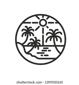 Beach icon vector. Beach symbol. Linear style sign for mobile concept and web design. Beach symbol illustration. Pixel vector graphics - Vector.