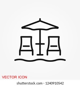 Beach icon vector of vacation and tourism, summer symbol