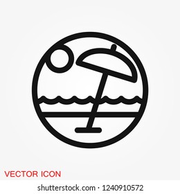 Beach icon vector of vacation and tourism, summer symbol