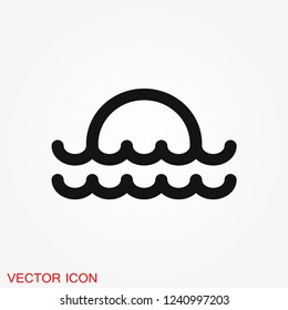 Beach icon vector of vacation and tourism, summer symbol