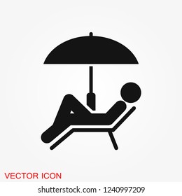 Beach icon vector of vacation and tourism, summer symbol