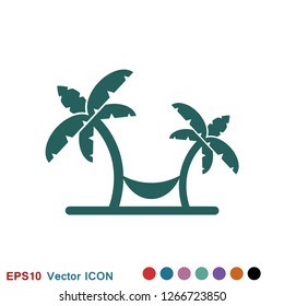 Beach icon vector of vacation and tourism, summer symbol