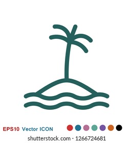 Beach icon vector of vacation and tourism, summer symbol