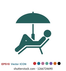 Beach icon vector of vacation and tourism, summer symbol