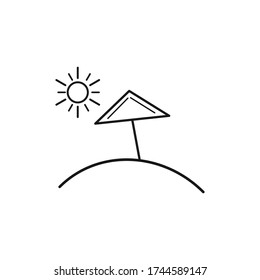 Icono de playa vector.Icono lineal de paraguas de playa.