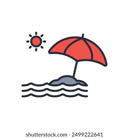 icono de la playa. Vector. Trazo editable. signo de estilo lineal para uso Diseño web, logotipo. Ilustración de símbolo.