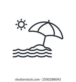 beach icon. vector.Editable stroke.linear style sign for use web design,logo.Symbol illustration.