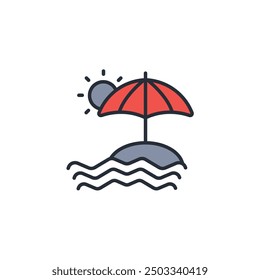beach icon. vector.Editable stroke.linear style sign for use web design,logo.Symbol illustration.