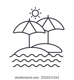 beach icon. vector.Editable stroke.linear style sign for use web design,logo.Symbol illustration.