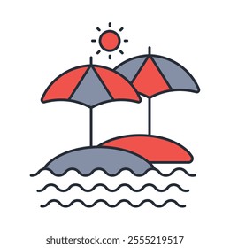 beach icon. vector.Editable stroke.linear style sign for use web design,logo.Symbol illustration.