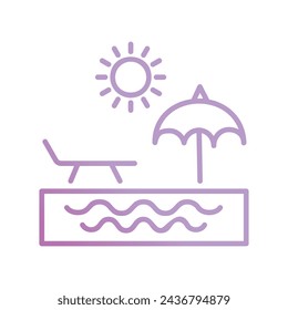 beach icon with white background vector stock illustration