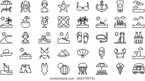 Beach Icons collection is a vector illustration with editable stroke.