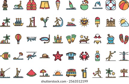 Beach icons High-Quality Vector Icons Collection with Editable Stroke. Ideal for Professional and Creative Projects.