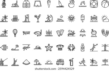 Beach icons High-Quality Vector Icons Collection with Editable Stroke. Ideal for Professional and Creative Projects.