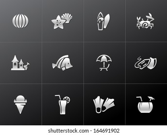 Beach icons in metallic style
