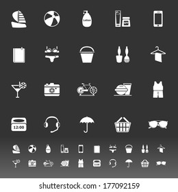 Beach icons on gray background, stock vector