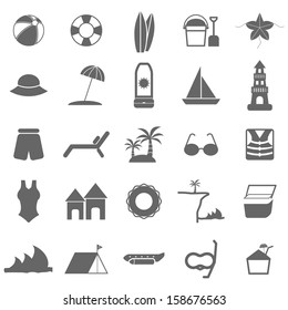 Beach icons on white background, stock vector