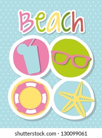 beach icons over blue background. vector illustration