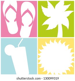 beach icons over squares background. vector illustration