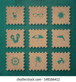 beach icons set