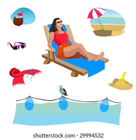 Beach icons set