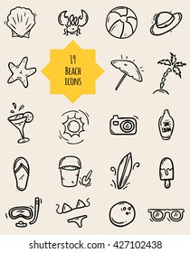 Beach icons set