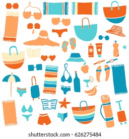Beach icons set