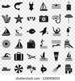 Beach icons set. Simple style of 36 beach vector icons for web for any design
