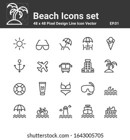 iconos de playa conjunto ilustración vectorial 