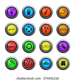 Beach icons set for web sites and user interface
