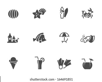 Beach icons in single color