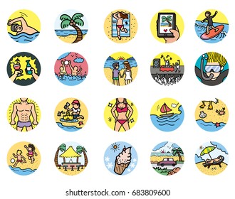 Beach Icons - stock vector