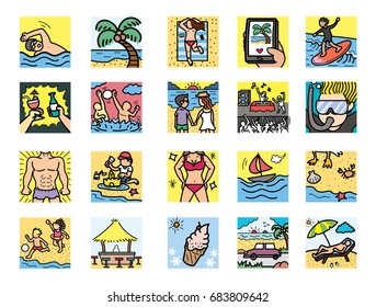 Beach Icons - stock vector