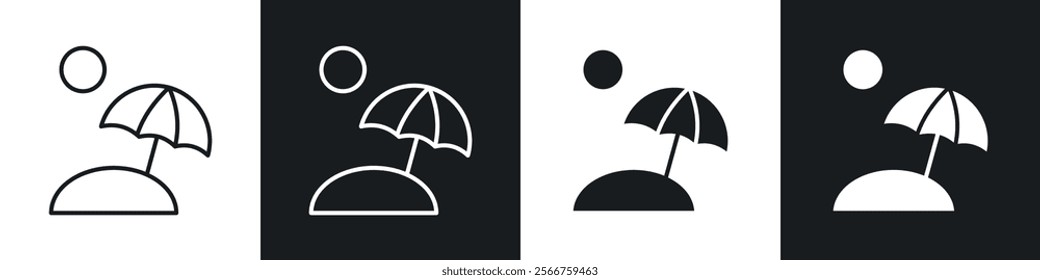 Beach icons in Thin line black color. flat simple vector symbols illustration.