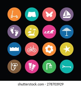 beach icons universal set for web and mobile