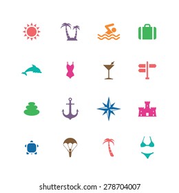 beach icons universal set for web and mobile