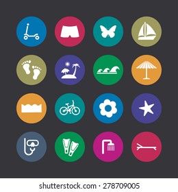 beach icons universal set for web and mobile
