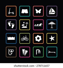 beach icons universal set for web and mobile