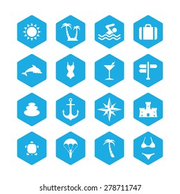 beach icons universal set for web and mobile
