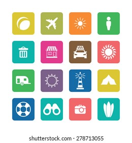 beach icons universal set for web and mobile