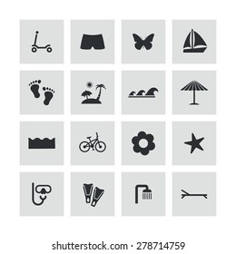 beach icons universal set for web and mobile
