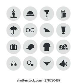 beach icons universal set for web and mobile