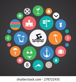 beach icons universal set for web and mobile