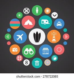 beach icons universal set for web and mobile