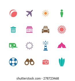 beach icons universal set for web and mobile
