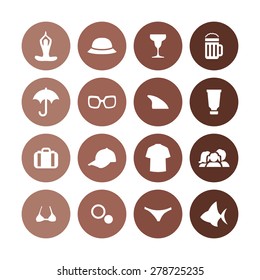 beach icons universal set for web and mobile