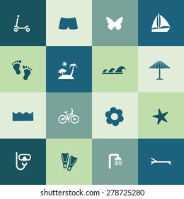 beach icons universal set for web and mobile