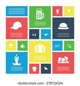 beach icons universal set for web and mobile