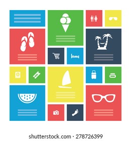 beach icons universal set for web and mobile